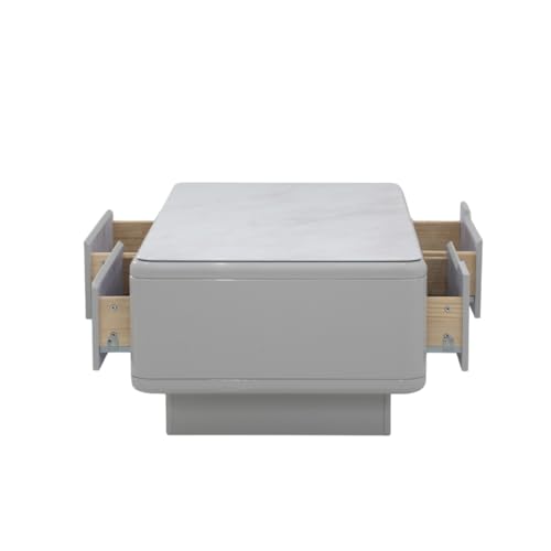 Image of Royaloak Zurich Italian Glass Coffee Table | Coffee Table for Living Room with Tempered Glass, High Gloss Finish, Drawer Storage & Pedestal Base | Modern Centre Piece with Elegant Design