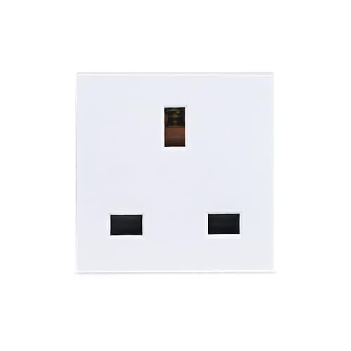 Image of MX 3-Pin UK Type G Socket 13A 250V with Safety Shutter | 45x45mm 2-Module Modular Wall Outlet | Compatible with UK Type G Plugs & Modular Frames | White
