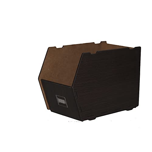 Gavetas organizadoras, apilables, abierta, fabricada en madera reciclada MDF. Lote 9 unidades. Contenedores para almacenaje, para guardar cosas. (200X135X105) 100% Wengue Cover
