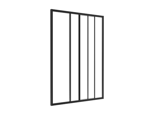 Vente-unique - Verriére coulissante en Aluminium thermolaqué Noir 90 x 130 cm - Ravena
