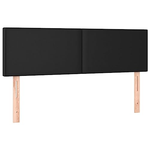 vidaXL Têtes de Lit Meubles de Chambre à Coucher Accessoires de Lit Simple Têtes de Cadre de Lit Intérieur Noir 144x5x78/88 cm Similicuir