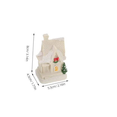 Adornos navideños para mesa HEALSOPTHY con mini aldea de invierno y cabañas con luz 2