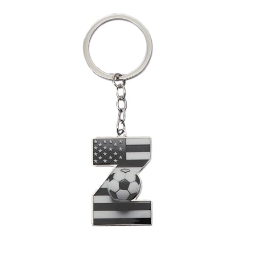 Bag Charms Initial A-Z Letter Keychain Bag Charm Soccer Keychain for Handbags Sports Bag