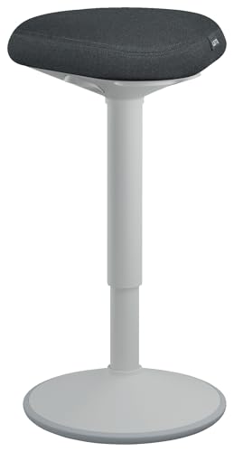 Image of Leitz Ergo Ergonomic Stool with Double Padding, Height Adjustable 57 to 82 cm for Standing Work, Cover Made with 100% Post-Consumer Recycled Material, Light Grey, 65450085