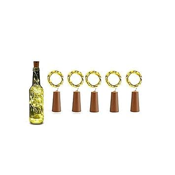 Home Touch 20 LED Wine Bottle Cork Copper Wire String Lights, 2M Battery Powered (Multicolor, Pack of 5)