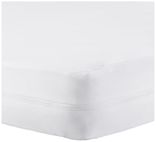 Image of Amazon Basics Waterproof Zippered Standard Crib (28" x 52") Mattress Protector Encasement, 7 in deep, 2-Pack, White