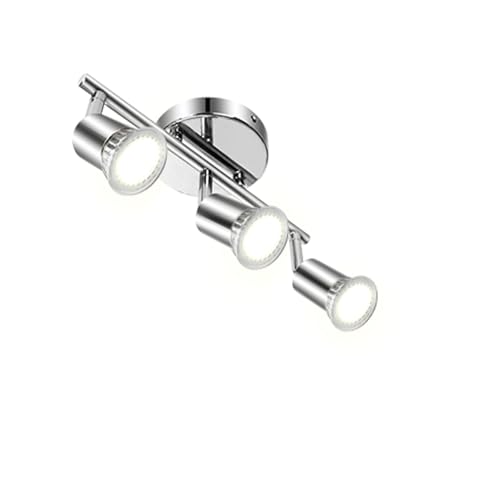 Aigostar Lámpara de Techo LED Focos， Plafón con Focos GU10 3 Luces para Ángulo Ajustable y Giratorio para Interior Focos de Techo Orientables para Dormitorio Cocina (Sin bombillas)