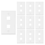 VCE 2 Port Keystone Wall Plate UL Listed (10-Pack), Single Gang Wall Plates for RJ45 Keystone Jack and Modular Inserts, White