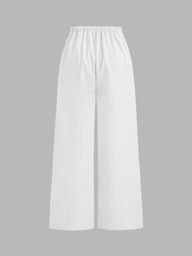 CIDER Linen Pants Women Wide Leg Cropped Palazzo Trousers Low Waist Knotted Loose Fit Cropped Pants4