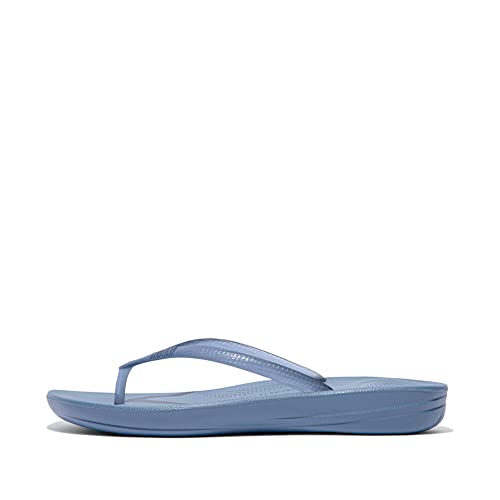 Image of FitFlop Womens iQushion Rubber Flip-Flops with Contoured Footbed for Walking, Lightweight Ergonomic Flip Flop Sandals with Arch Support and Foot Impact Pillows