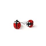 Ladybug Tiny Stud Earrings Red Miniature Stainless Steel Posts Petite Minimalist Nature Jewelry Delicate Insect Accessory