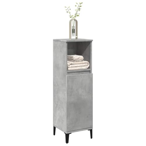 Iiaky Armario de baño Madera Muebles auxiliares de baño Bathroom Cabinet Mueble de baño contrachapada Gris hormigón 30x30x100 cm // 857110