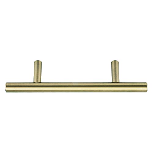 Image of Amazon Basics Euro Bar Cabinet Pulls, Kitchen Cabinet Handles, Drawer Handles, 1 /2-inch Diameter, 5.38-inch Length, 3-inch Hole Center, Golden Champagne, 10-Pack
