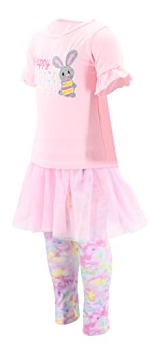 Image of Unique Baby Girls 2 Piece Clothing Set for Toddlers and Kids Short Sleeve Holiday Graphic Tee and Leggings