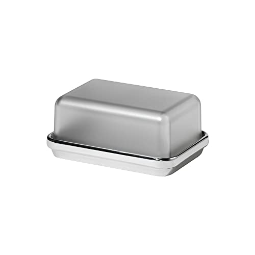 Alessi - ES03 G - Burriera in acciaio lucido con coperchio in SAN, grigio.