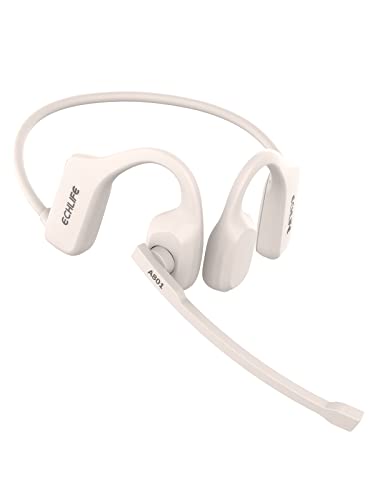 Earaku(イアラク) Bluetoothヘッドセット 通話用イヤホン 両耳 耳掛け 空気伝導 ヘッドセット マイク付き Bluetooth5.3 AAC対応 ミュート機能 ENCノイズキャンセリング 耳を塞がない 軽量32g 耳掛け式イヤホン ハンズフリー通話 在宅勤務/運転/オンライン会議/テレワーク用 IPX5防水 装着感快適 iOS/Android/PC/Windows対応 (ホワイト)