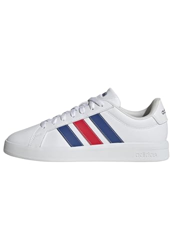 adidas Homme Grand Court Base 3.0 Shoes, FTWR White/Team Royal Blue/Pure Ruby, 43 1/3 EU