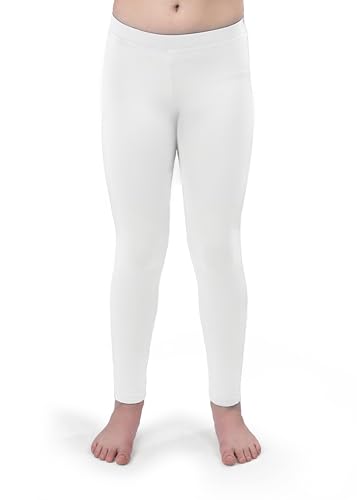 Silky Toes Little and Big Girls Premium Cotton Leggings White 3