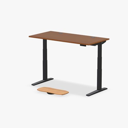 Image of UPLIFT DESK Dark Bamboo (60 x 30 inch) Standing Desk 2-Leg V3 Adjustable Stand Up C-Frame (Black), Advanced Keypad, Wire Grommets, Wire Tray, Rocker Board