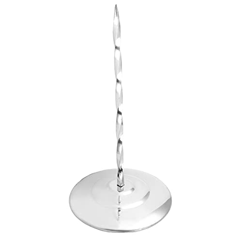BORDSTRACT Receipt Holder Spike, Restaurant Receipt Holder 15.5cm Thickened Stainless Steel Round Bottom Non Slip Receipt Bill Holder(Silver Spiral)