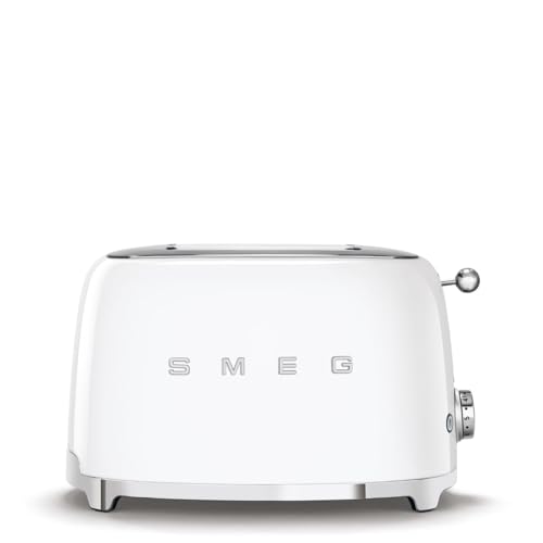 SMEG 2 Slice Toaster with 6 Presets and Defrost Function and Removable Crumb Tray TSF01WHUS, White