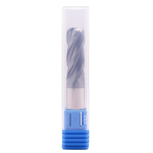 Image of 1 /2 inch 4 Flute Solid Carbide End Mill - .125 inch Corner Radius, AlTiN Coated | 35 Helix, 1 /2 inch Cutting Dia, 1 /2 inch Shank Dia, 1-1 /4 inch LOC, 3 inch OAL for Milling Alloy Steel, Cast Iron, Copper