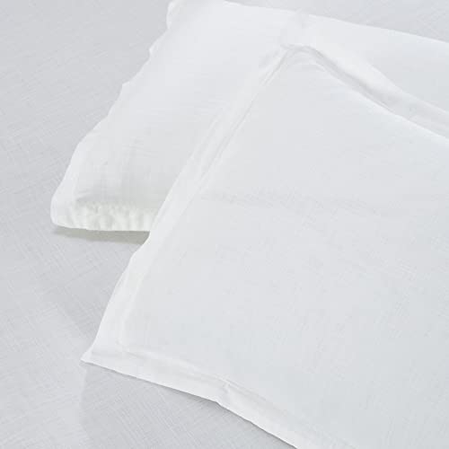 Image of TRIDENT Namaste King Size Solid Fitted Bedsheet Set- 100% Cotton- 3-Piece Sheet Set with 2 Pillowcases-Superior Softness- 150 TC-Fitted bedsheet- Linen Look- Sustainable (Cloud Dancer)
