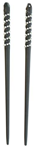 Violet and Virtue Women's Classic Rhinestone Hair Chopsticks Black