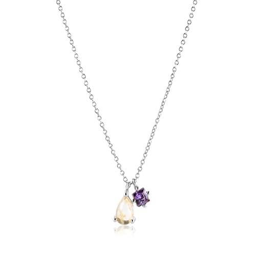 Pendentif drop en forme carrée violet pour collier 925 à longue chaîne femme
