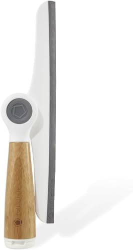 Image of Full Circle Hang Tight Pivoting Shower Squeegee, Bamboo Handle, White