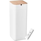 QUADS(クワッズ) 全自動スマートゴミ箱 ELBIN エルビン 木目 30L ゴミ自動梱包 UV機能付き 充電式 USB 音声ガイダンス ごみ箱 (アイボリー)