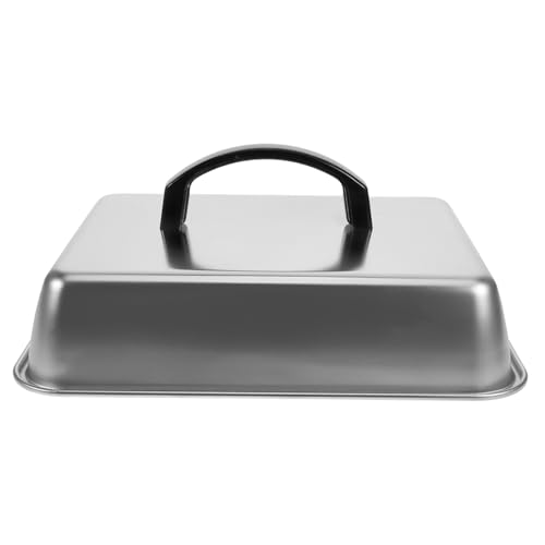 HEMOTON Edelstahl Grillabdeckung 26x20cm Rechteckige Schmelzkuppel Für Grillplatte Hitzebeständige Abdeckung Für Steak Und Grillzubehör Ölbeständig Und Leicht Zu Reinigen Für