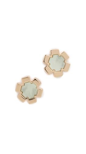 Tory Burch Women's Flower Stud Earrings, Tory Gold/Green, One Size
