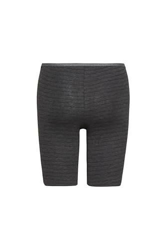 con-ta Thermo Radlerhose, Bequeme Winter Unterhose mit langem Bein aus natürlicher Baumwolle und Polyester, warme und weiche Thermounterwäsche, Damenbekleidung in Farbe schwarz Geringelt, Größe 42