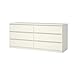 Tvilum Scottsdale 6 Drawer Double Dresser, White Wood Grain