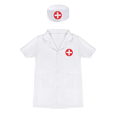 2 Sets Kid Doctor Costume Kids Doctor Coat Kids Scrubs Boy and Girl Doctor Dress Up Nurse Costume for Kids Career Day Costume for Kids Cosplay Halloween Dress Up, M