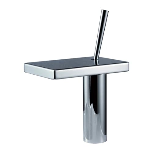 Robinet mitigeur cascade en laiton chromé pour lavabo monotrou eau chaude et froide