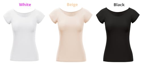 Womens Sweatproof Slim Fit T-Shirts,Scoop Neck,Short Sleeve with Underarm Sweat Pads,Stretchy Basic Undershirts2