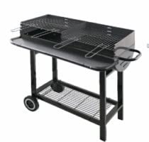 Natuur - Barbacoa Carbon 96X41X93Cm 2 Parrillas C/Rda Acero Colo En Oferta Barbacoa Carbón Leña 2 Parrillas Con Ruedas 96X41X93Cm Acero Negro