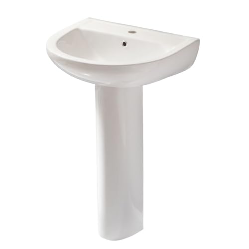 Image of Milano Alma Freestanding 1 Tap Hole Full Pedestal Bathroom Basin Sink - 540mm x 450mm
