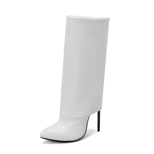 Bottes mi-mollet à talon aiguille de 12cm et bout pointu pour femme grande taille