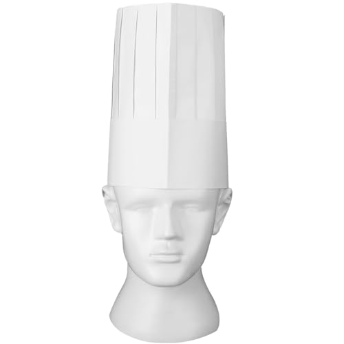 Toque de chef jetable blanche en papier de 22,9 cm réglable taille unique - 7