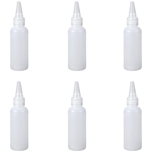 lasenersm 6 Pieces Plastic Squeeze Bottles 50ml Small Squeeze Bottles Plastic Bottles Applicator Mini Empty Squirt Bottle with Top Cap for Paint Art Craft Liquids Lotion Glue, Translucent