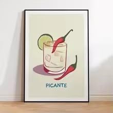 Impression canvas cocktail épicé art mural salon tableau sans cadre 80x120cm
