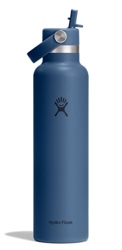 Image of Hydro Flask Water Bottle - Insulated Stainless Steel - Straw Lid, Non Spill, Leakproof in 24 Oz Harbor Blue