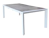  Briconess.com Tavolo allungabile da Esterno Giardino in Alluminio con Piano in gres Effetto Legno 175/235 cm Oregon - White