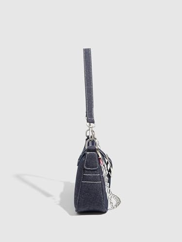 Image of Cute Y2k Purse for Women, Star Embroidery Pattern with Chain Strap Shoulder Bag, Goth Style Cute Mini Purse