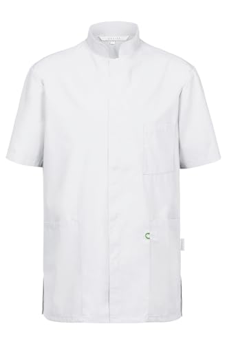 GREIFF Care 5006 Kasack Damen und Herren - Kurzarm mit Stehkragen - Brusttasche mit Stiftfach und 2 Seitentaschen inkl. Keyloop - Regular Fit - Ideal für Medizin und Pflege - Weiß - XL