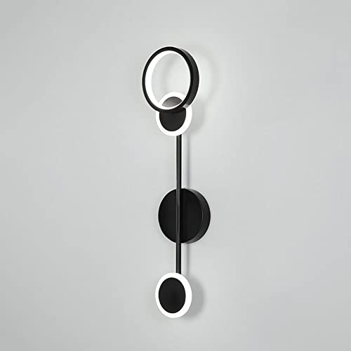 Aplique de pared LED negro geométrico redondo de 18W para iluminación interior 6