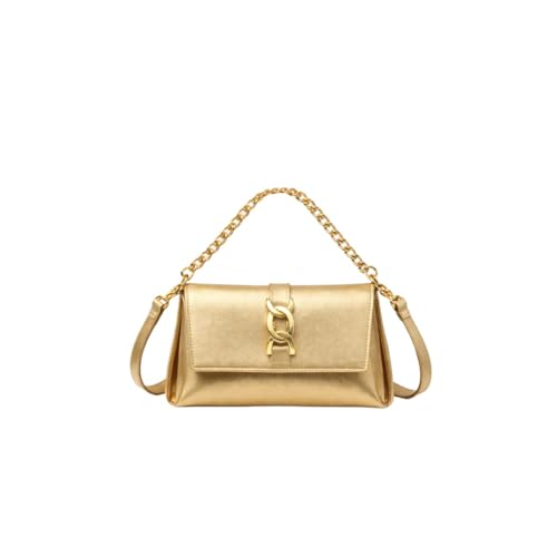 Bolsa Feminina Baguete de Ombro e Mão Compacta Casual para Festa Passeio e Uso Diário(Dourado)